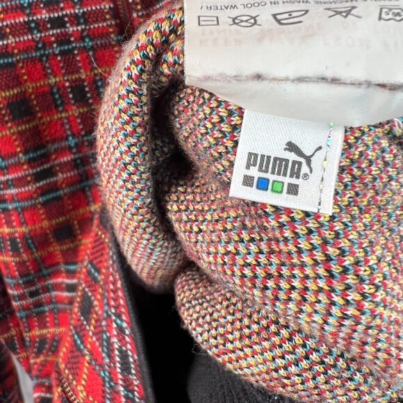 Vintage Y2k Puma Women's Plaid Full Zip-Up Jacket with Elbow Patch Size L - Picture 6 of 7